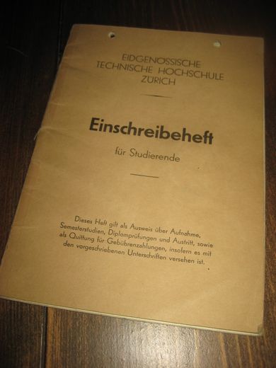 Einschreibeheft fur Studierende 1945
