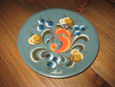 Rosemala trefat fra Geilo ca 15 cm i diameter