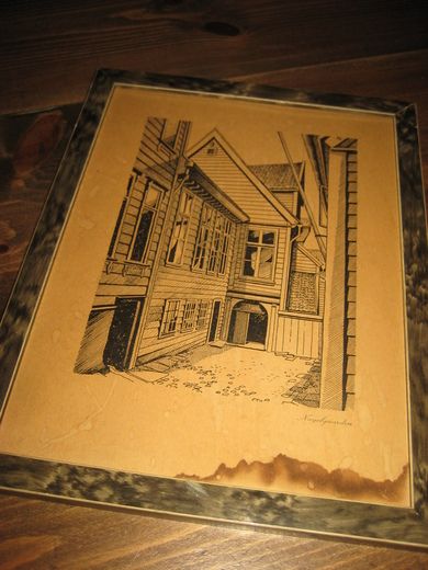 Pent bilde i ramme Nagelgaarden ca 21*27 cm stort 50 tallet