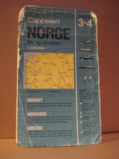 NORGE, Bil- og turistkart, Midt Norge, 1965.