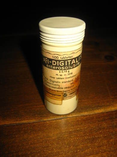 Blikksylynder uten innhold AFI DIGITALIS Høyanger Apotek 1961