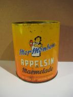 Nostalgisk MOR MONSEN APELSINMARMELADE spann uten lokk fra JOH LÆRUM & CO LAKSEVÅG- BERGEN 50 tallet