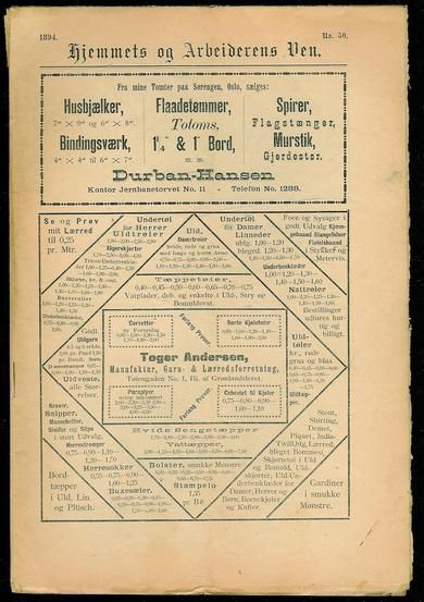 1894 nr 050 Hjemmets og Arbeidernes Ven