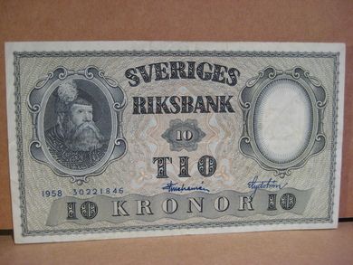 1958 10 KRONOR pen med brett