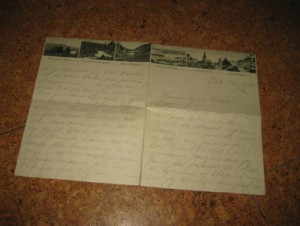 Gammelt brev fra 1933, dekorert med Oslo bilder på begge sider.