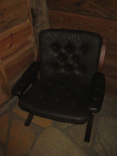 Siesta lav skinnstol med armlen 70 tallet