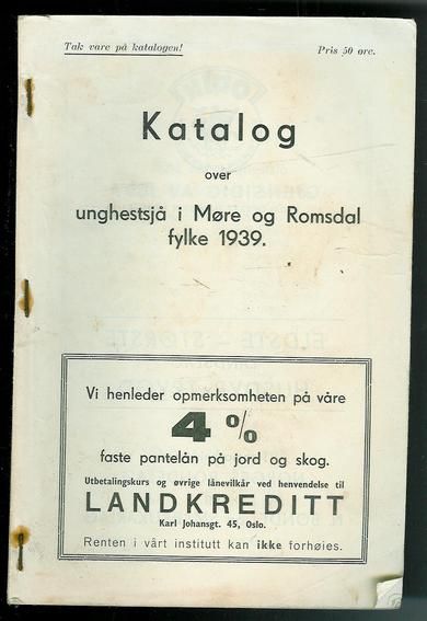 Katalog over unghestsjå i Møre og Romsdal fylke 1939.