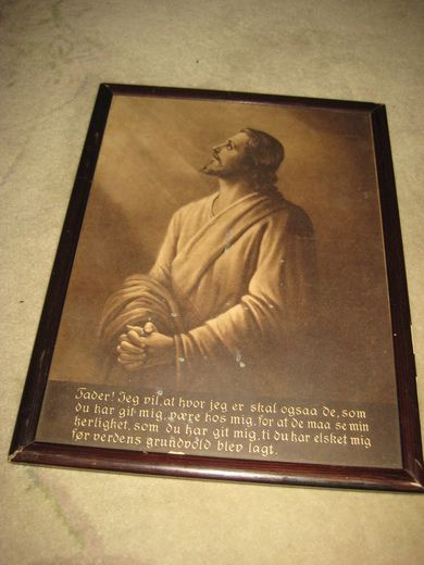 Pent religiøst bilde med religiøs tekst 30-40 tallet