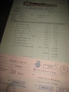 GERDT MEYER BRUUN BERGEN Faktura og kvitering på innbetaling av fiskeutstyr 31 mai 1954