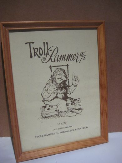 Bilderamme med glass, fra 70-80  tallet.