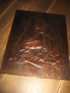 Kobberrelieff 70 tallet ca 24*30 cm stort