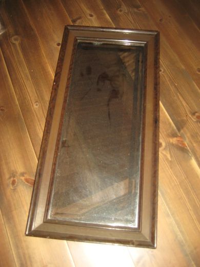 Gammelt speil med pen ramme slipt glass ca 91*43 cm stort