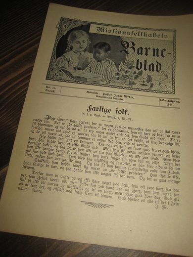 1911,nr 015, Missionsselskabets Barne blad.