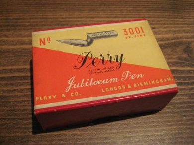 Uåpna eske med ubrukt innhold Perry Jubilæum Pen fra gamle dager Fra Perry & Co London & Birmingham