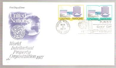 1977, 11. MARS, INTELLECTUAL PROPERTY ORGANIZATION 1977, FDC FRA UNITED NATIONS.