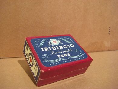 Uåpna eske med pennesplitter 40-50 tallet IRIDINOID PENS