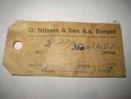 Sendelapp med reklame fra O. NILSSEN & Sønn, Bergen. 60 tallet.
