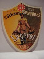 Schous Bryggeri Lagerøl ca 4 cm høg Gul / brun 30 tallet