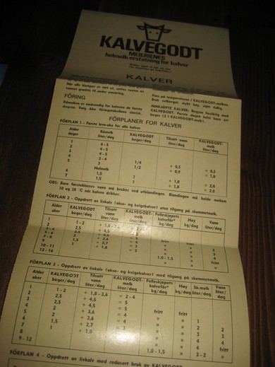 KALVEGODT. Folder med bruksanvisning. 70 tallet. 