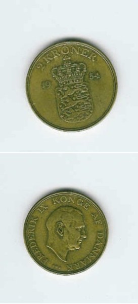 1954, 2 kroner, Danmark