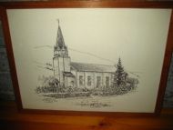 Bilde i glass og ramme fra MYRBOSTAD KIRKE Fræna 1968