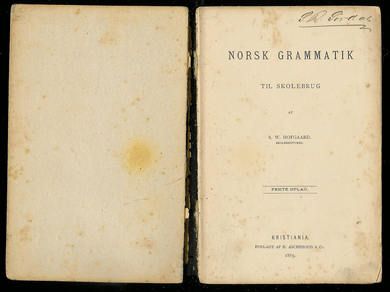 1885, Norsk GRAMMATIK til skolebrug af S.W.Hofgaard, femte oplag