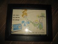 Original reklame i glass og ramme: DR GREVES BARNESEPE Ca 25*21 cm stor