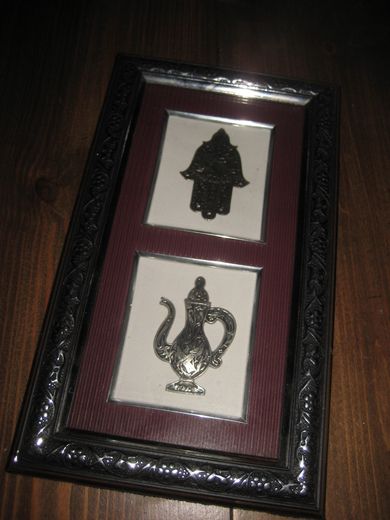 Pent bilde i glass og ramme metall ca 16*29 cm stort