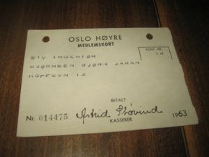 Medlemskort i Oslo Høyre, 1963, 014475.
