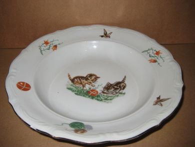 Djup tallerken med kattemotiv 70 tallet