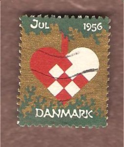 1956, julemerke fra Danmark, stempla.