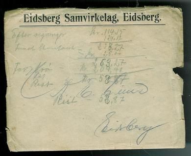Brev fra Eidsberg Samvirkelag 1923