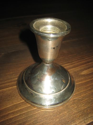 Lysestake i sølvplett 60 tallet ca 9 cm høg