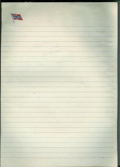 Skrivepapir fra 40 tallet flagg i øverste hjørne