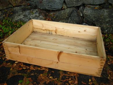 Gammel klippfisk trekasse i tre uten tekst