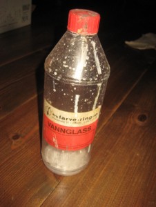 Flaske uten innhold, VANNGLASS, fra as farveringen, Oslo. 70-80 tallet. 