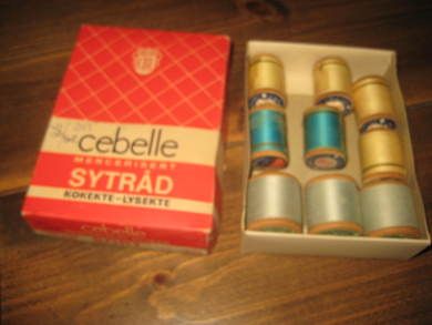 Eske med noe innhold CEBELLE SYTRTÅD 80 tallet