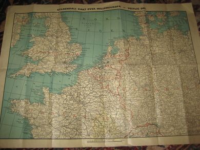 Gyldendals kart over Mellem Europa Vestlig del 40-50 tallet