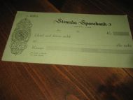 Lot med ubrukte sjekker fra Stranda Sparebank, en bank som la inn årane for mange, mange år siden. 3564. 40 tallet.