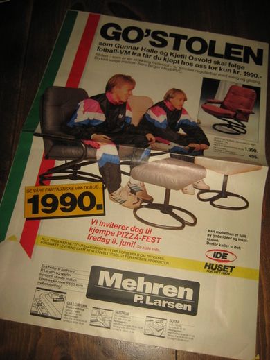 Og stolen med Gunnar Halle og Kjetil Osvold brosjyre fra P Larsen 80 tallet