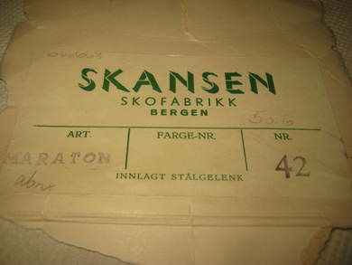 Reklame fra skoeske SKANSEN SKOFABRIKK BERGEN