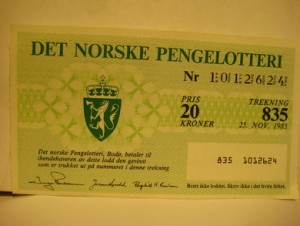1985, trekning 835,                  DET NORSKE PENGELOTTERI.            Nr. 1012624