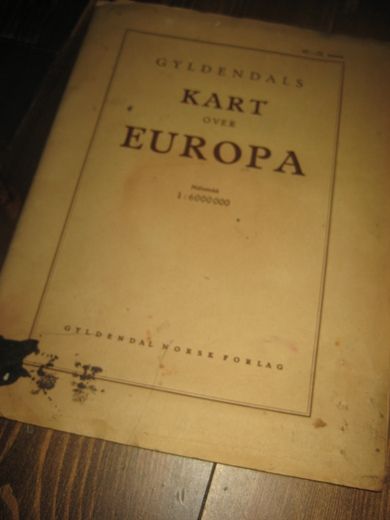 Gyldendals KART OVER EUROPA 40 tallet