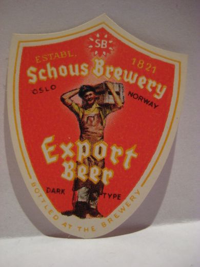 Schous Bryggeri Export Beer ca 4 cm høg Rød 30 tallet