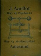Reklame fra J. Aarflot Bog- og Papirhandel, Aalesund
