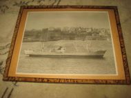 Maritimt bilde av norsk skute i glass og ramme gammelt Ca 31*24 cm stort Dette er bilde nr 41