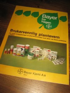 Reklame på 4 sider fra Bayer Kjemi, Oslo, 80 tallet.