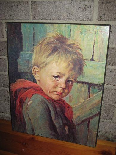 Gråtende gutt på plate 50-60 tallet