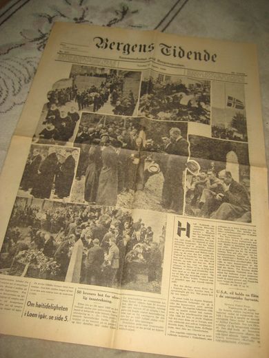 1936 nr 217 Bergens Tidende Del av avisa med repotasje fra Loen ulukka 4 sider