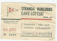 GAVE LOTTERI fra STRANDA ROKLUBB 1936-37